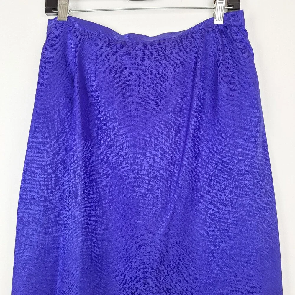 Silk Top & Skirt Suit Set, Size 14. Purple Embroidered Lined Adrianna Papell - Picture 8 of 16